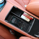 organisateur console centrale noir boîte rangement abs lumière plateaux amoviblesintérieur lisse moderne utilitaire