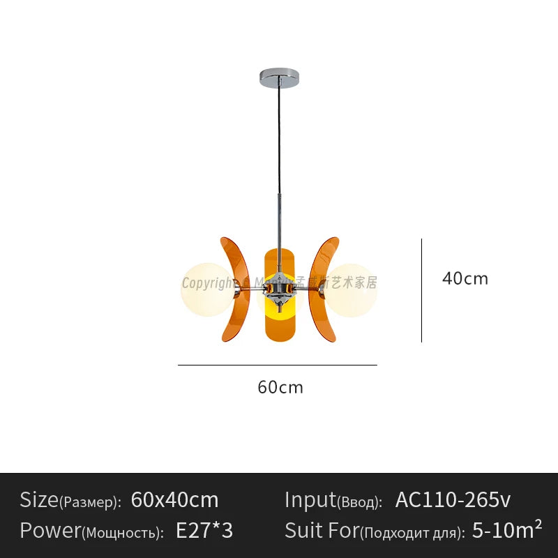 suspension lumineuse moderne disques géométriques blanc marron orange doré