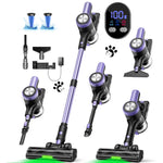 aspirateur sans fil violet noir brosse multifonctionnelle batterie lithium led display tapis poils animaux