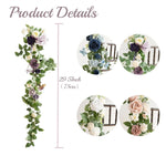 guirlandes florales artificielles roses feuilles vertes mariage romantique extérieur violet blanc bleu