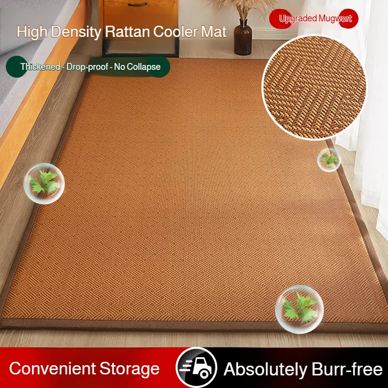 tapis solide rectangle fibre bambou couleur beige bordure marron moderne minimaliste lavage main