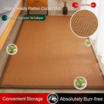 tapis solide rectangle fibre bambou couleur beige bordure marron moderne minimaliste lavage main