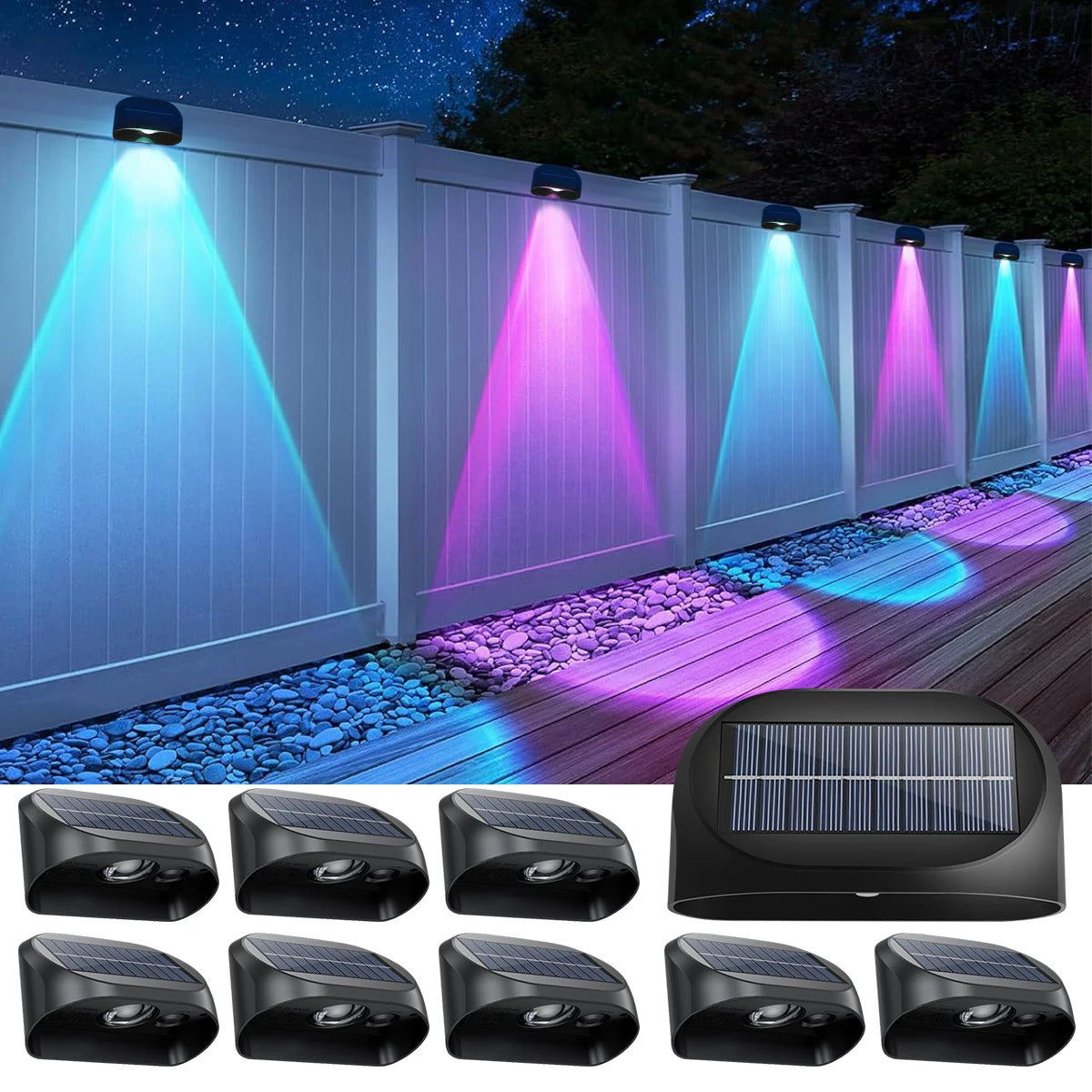 lampe solaire murale led rgb blanc chaud couleurs vis moderne résistanteextérieur
