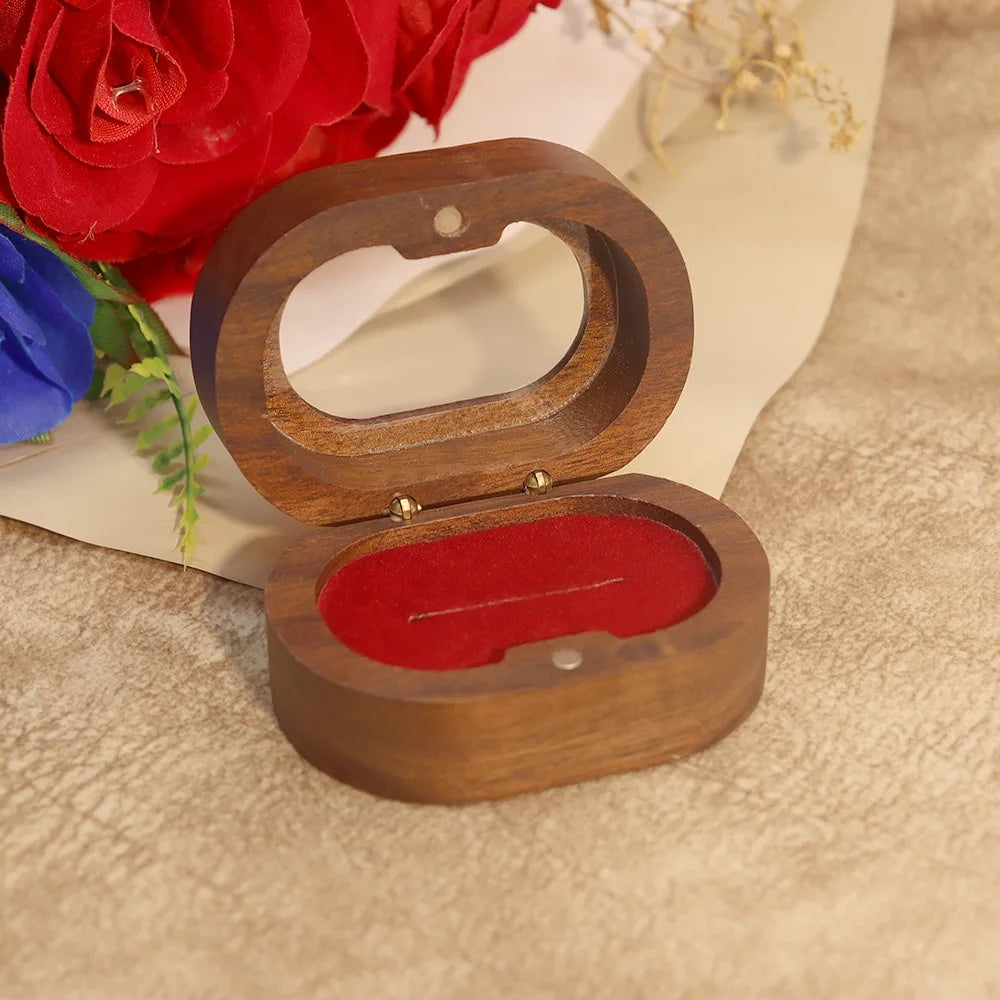 boîte bois rangement bague mariage fiançailles classique or argent clips étui transporte bijoux