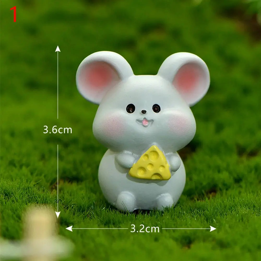 figurines animaux résine polie cartoon mignon dessin animé blanc bleu rose jaune vert accessoire