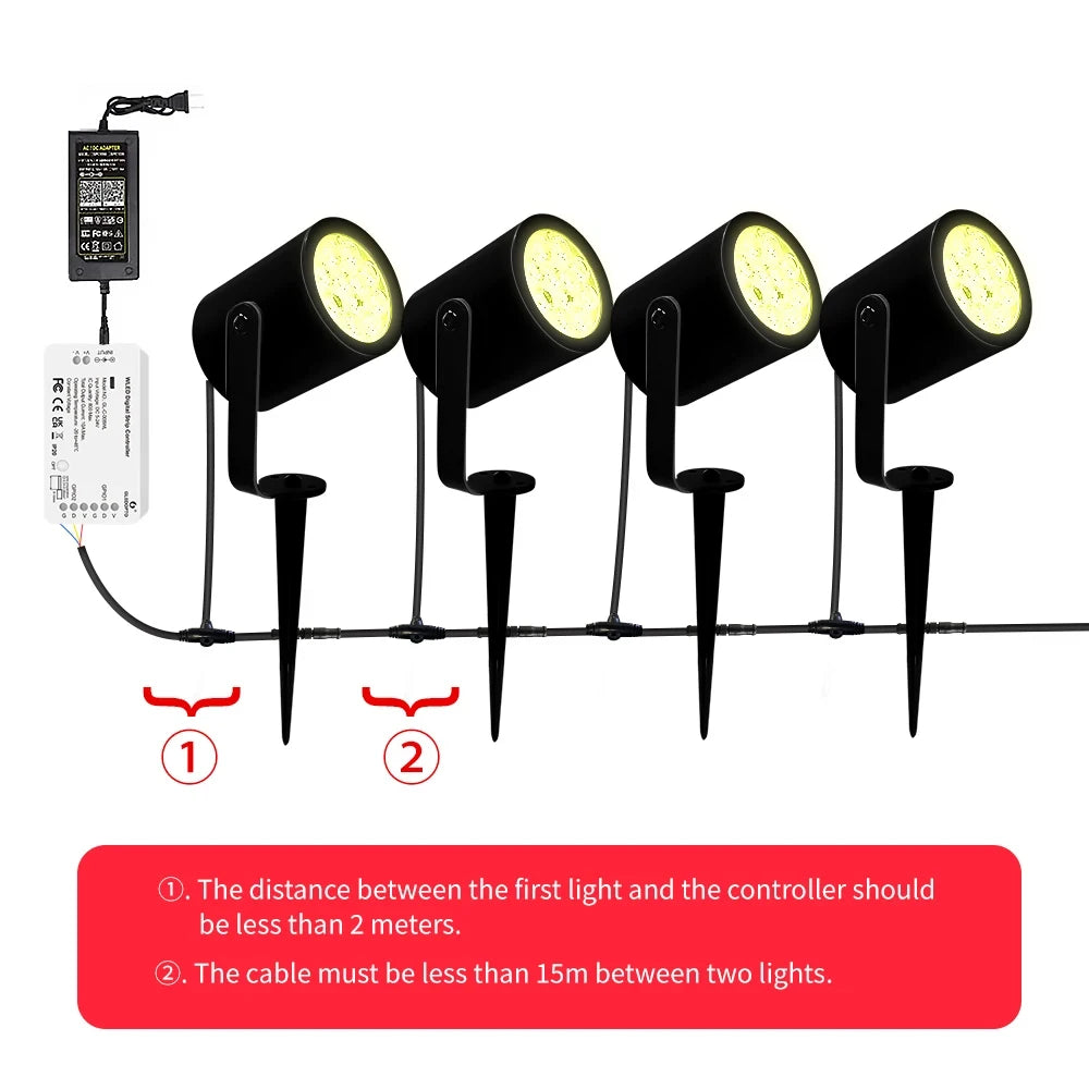 projecteur jardin led noir ip66 moderne câble contrôleur facileextérieur