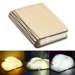 lampe led pliable forme livre bois naturel blanc moderne minimaliste clips magnétiques 5v usb