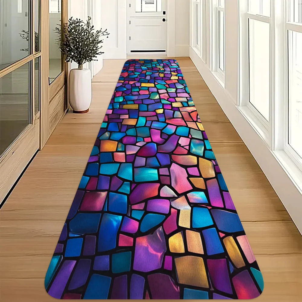 tapis multicolore géométrique moderne antidérapant polyester maison cuisine couloir salon