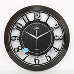 horloge murale quartz transparente classique noir doré argenté chiffres romains cadran quadrillé sans fixation