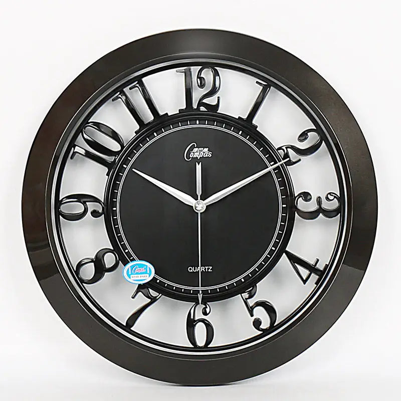 horloge murale quartz transparente classique noir doré argenté chiffres romains cadran quadrillé sans fixation
