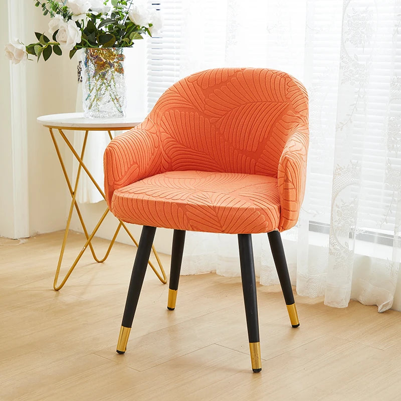 housse fauteuil moderne imprimé feuilles couleur gris orange vert élasthanne polyester amovible lavable