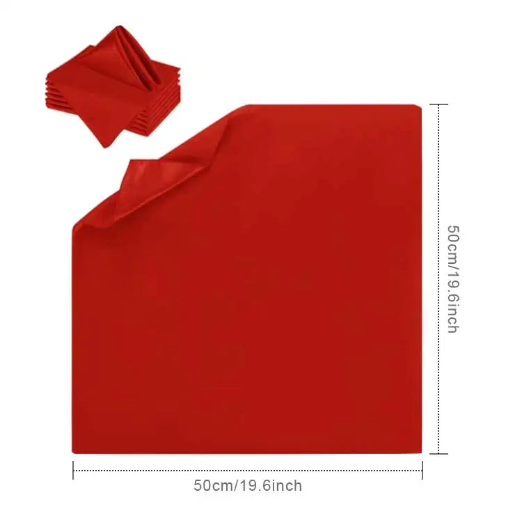 Serviettes de table en tissu rouge de haute qualité, aux dimensions de 50 cm sur 50 cm, parfaites pour embellir une table élégante.