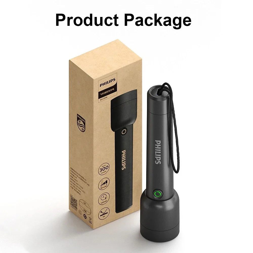 lampe torche rechargeable gris moderne résistante chocs lumière intense mode degradé continue