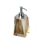 distributeur savon liquide bouteille lotion verre cristal transparent rayures horizontales moderne élégant respectueux environnement