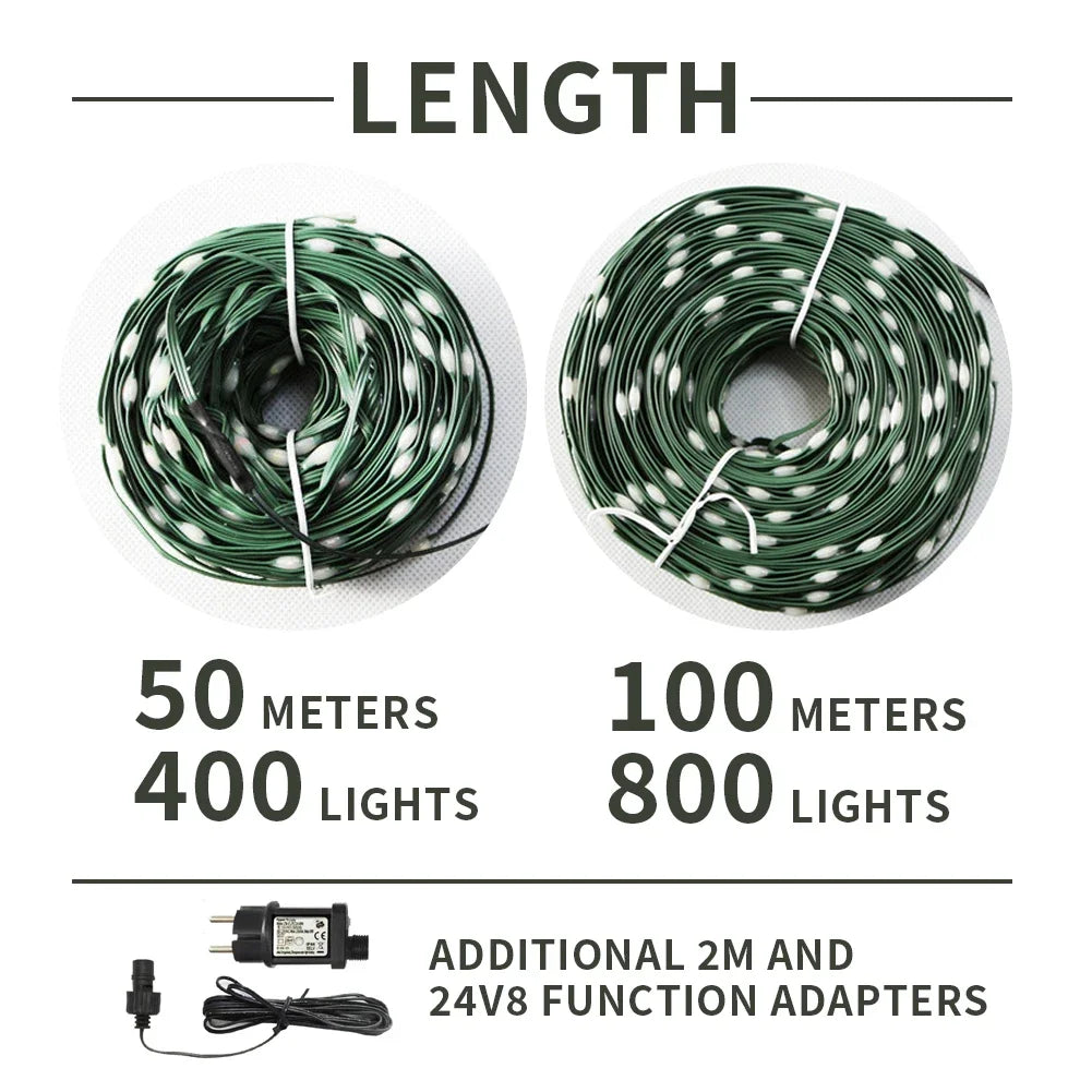 guirlandes lumineuses extérieures 100m 800leds multicolore flexible diy fêtes noel mariage