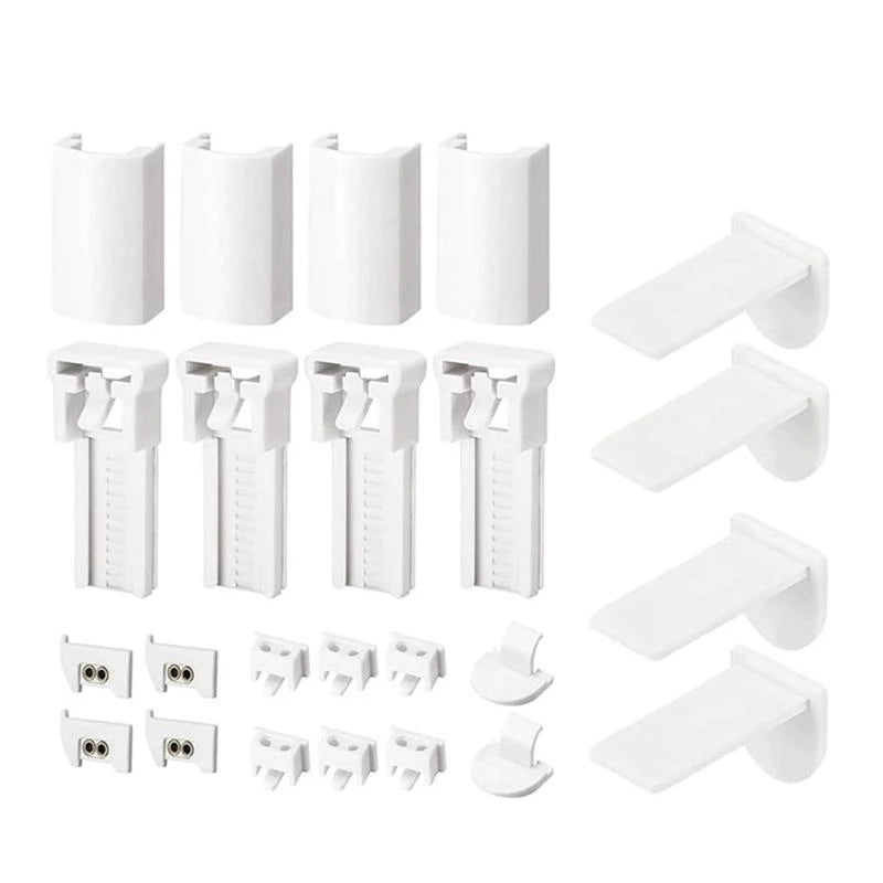store lamelles blanc moderne rayures horizontales clips fixation poignée manœuvre