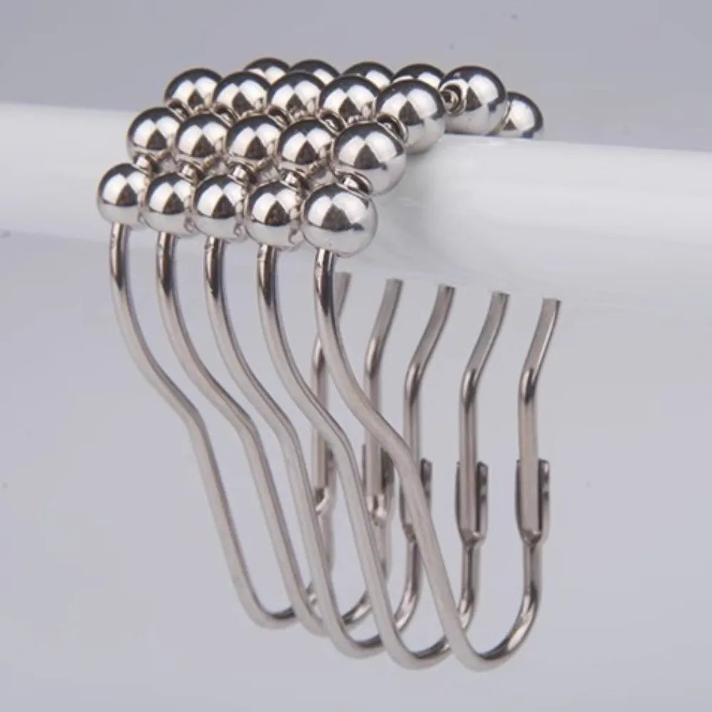 crochet douche moderne argenté métal fixations salle bain utilitaire suspension rideau durable inoxydable