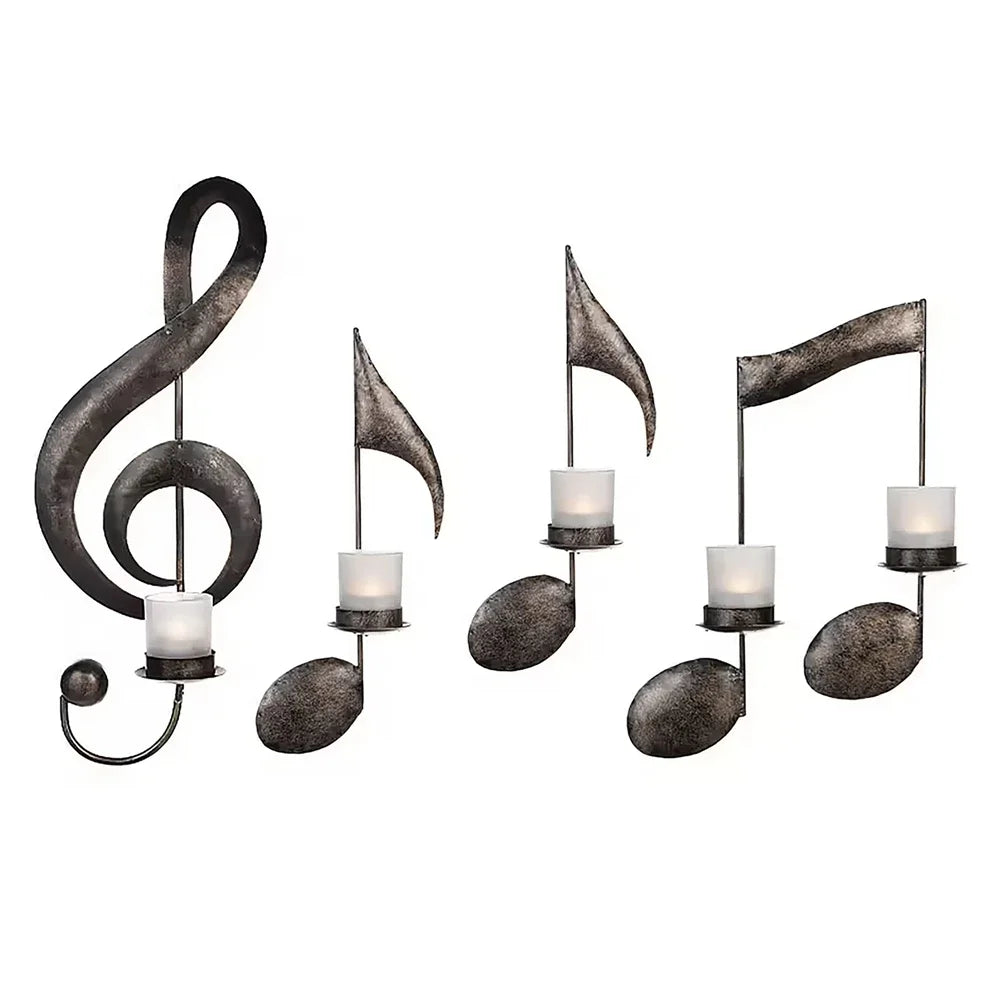 support bougies moderne noir notes musicales bougies non fournies chambre salon decoration murale française