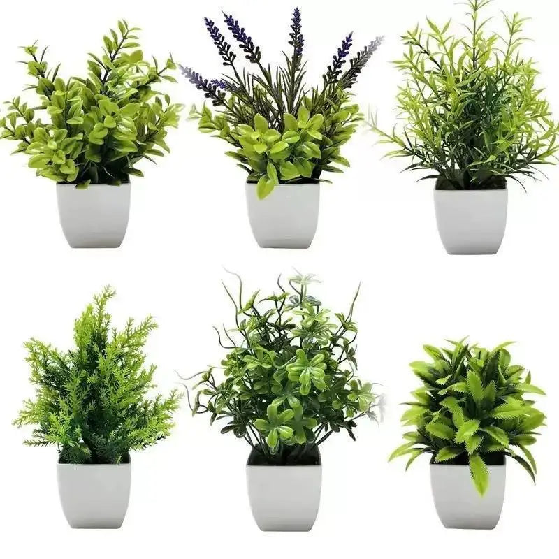 plantes artificielles feuilles vertes violettes moderne minimaliste sans entretien décoration intérieure extérieure pot carré