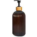 flacons savon liquide noir blanc moderne pompe bois rechargeables 500ml
