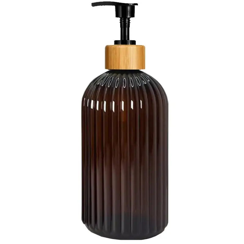 flacons savon liquide noir blanc moderne pompe bois rechargeables 500ml