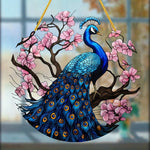 décoration suspendue paon plumes fleurs cerisier acrylique semi transparent artistique floralextérieurintérieur