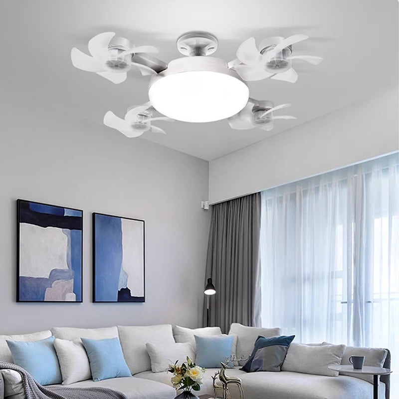 ventilateur blanc moderne ailes télécommande lampe led réglable