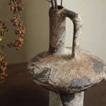 vase céramique marron gris branches séchées rustique vintage arrangement floral