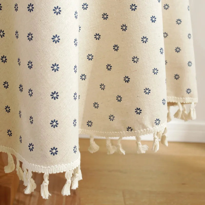 nappe table lin polyester imprimé pivoine tassels rustique vintage extérieur hiver noël mariage