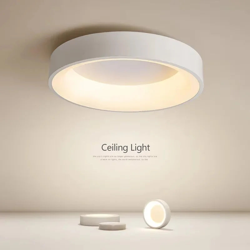 luminaire rond moderne minimaliste blanc gris led sans fil télécommande