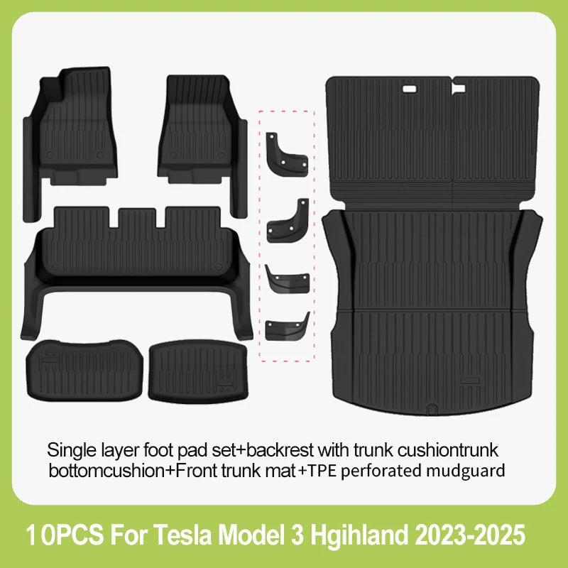 tapis sol voiture tesla model noir rayures horizontales moderne clips protection pieds