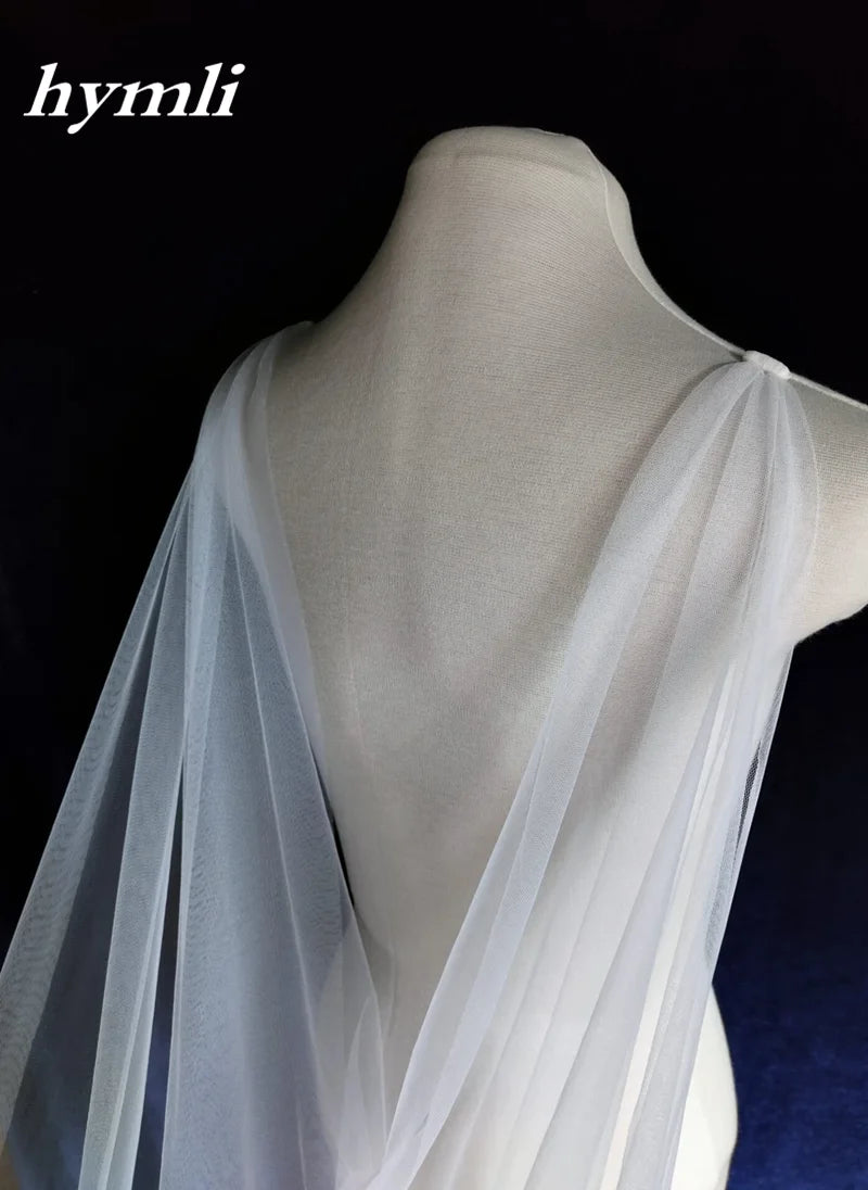 cape mariée transparente classique blanc crème écru soyeuse deux couches