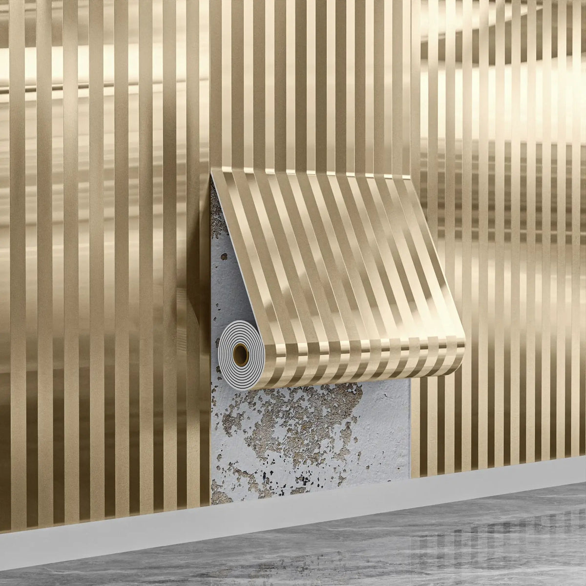 rideau décoratif moderne or rayures brillant adhésif élégant tissu rouleau chambre salon