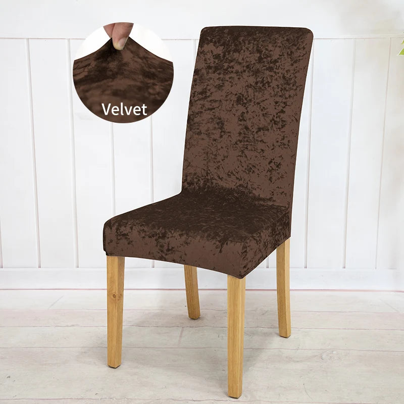 housse chaise velours moderne élégante mariage salle manger beige élastique polyester