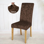housse chaise velours moderne élégante mariage salle manger beige élastique polyester