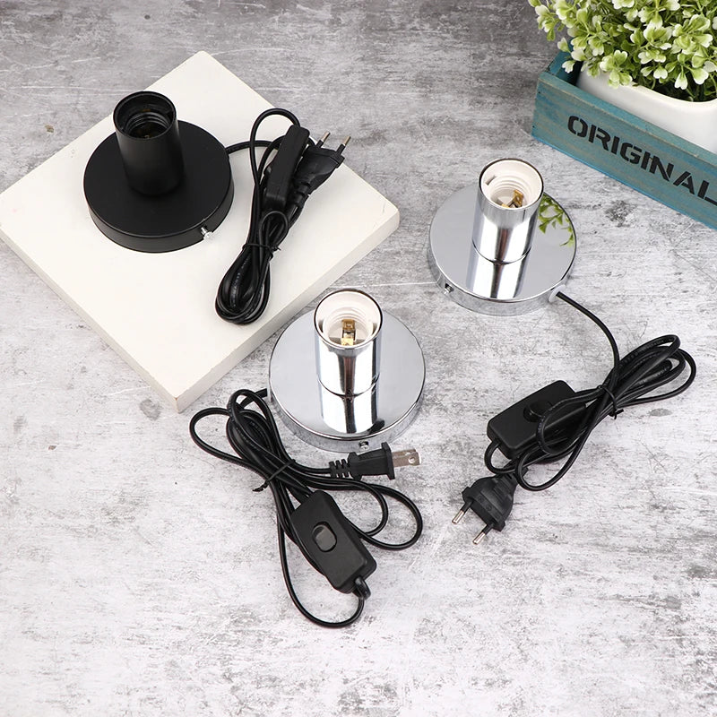 support lampe moderne câble électrique interrupteur noir doré blanc métal lisse