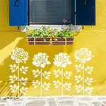 pochoirs réutilisables blancs fleurs artisanal adhésif 35cm 15cm stencil jardin artisanat