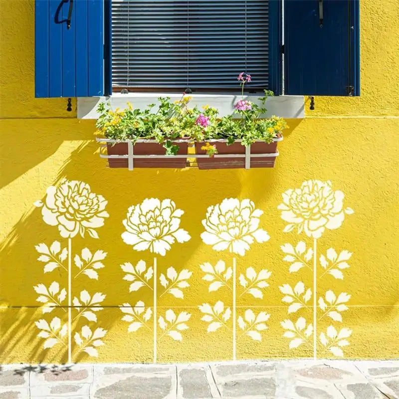 pochoirs réutilisables blancs fleurs artisanal adhésif 35cm 15cm stencil jardin artisanat
