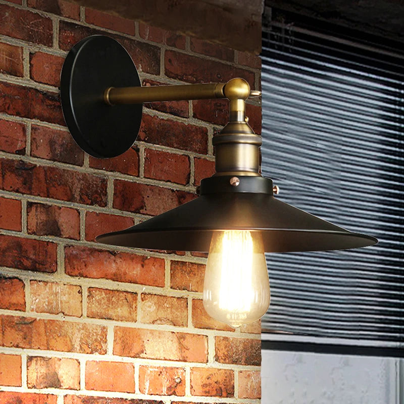 lampe murale industrielle noir bronze mat réglable abat jour filaire 220v fluxlumineuxfaible