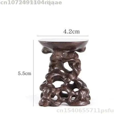 support bois sculpté théière tasse figurine bébé bol décor maison artisanal rustique