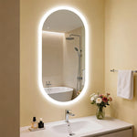 miroir lumineux ovale éclairage led moderne anti buée blanc beige gris