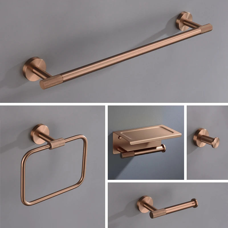 ensemble accessoires salle bain rose gold porte serviette porte savon brosse dents métal