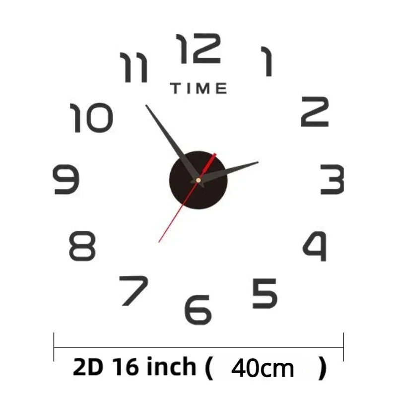 horloge murale 3d moderne chiffres effets 3d argenté vert rouge doré minimaliste chambre salon