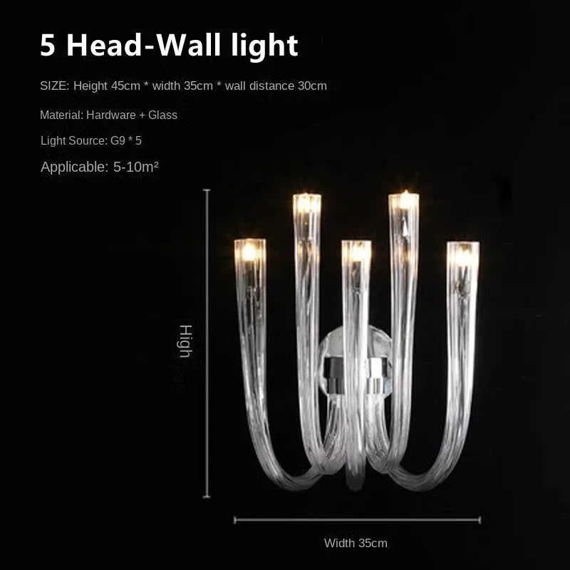 lustre contemporain transparent tubulaire suspension salon chambre ampoules led 15 30mètres carrés