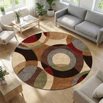 tapis rond moderne abstrait vert noir polypropylène polyester 80x80cm 120x120cm salon chambre decoration