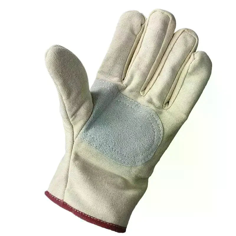 gants travail toile épaisse cuir paume beige gris rouge protection sport