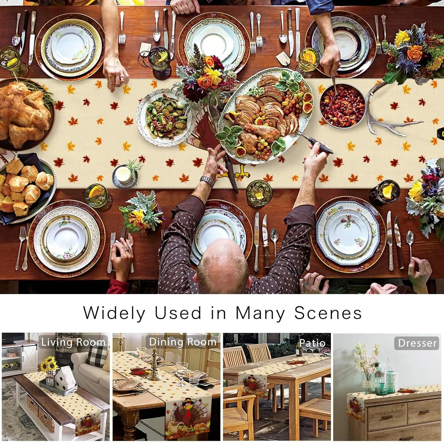 Une belle table de fête automnale avec une décoration chaleureuse et des plats savoureux, créant une ambiance conviviale.