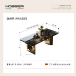 table manger moderne rectangulaire plateau marbre bois pieds métal salon cuisine gris
