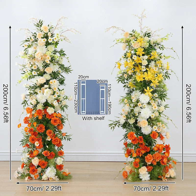 arche fleurs mariage deco exterieur blanc orange vert classique festif