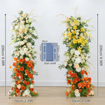 arche fleurs mariage deco exterieur blanc orange vert classique festif